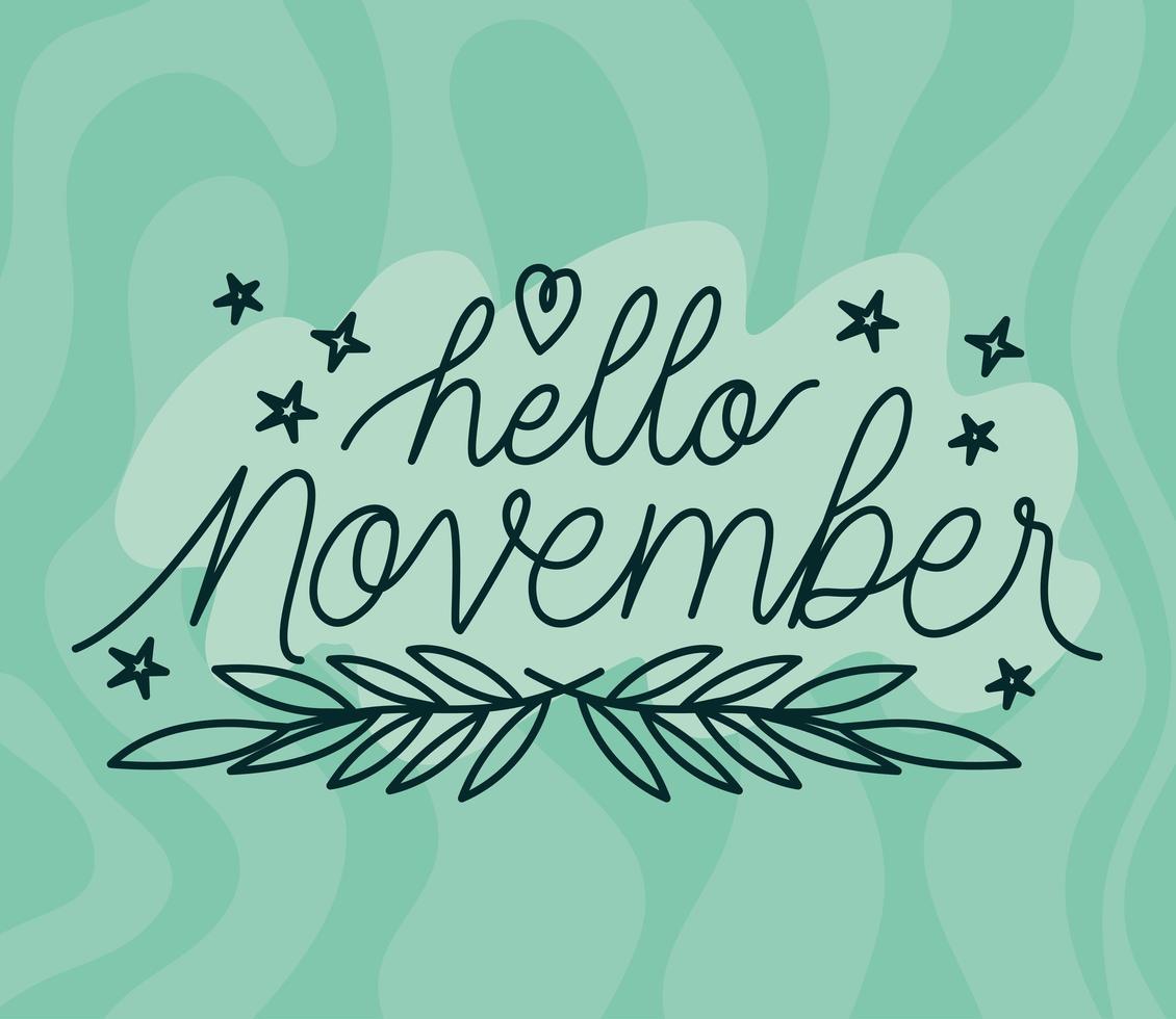 card of hello november vector