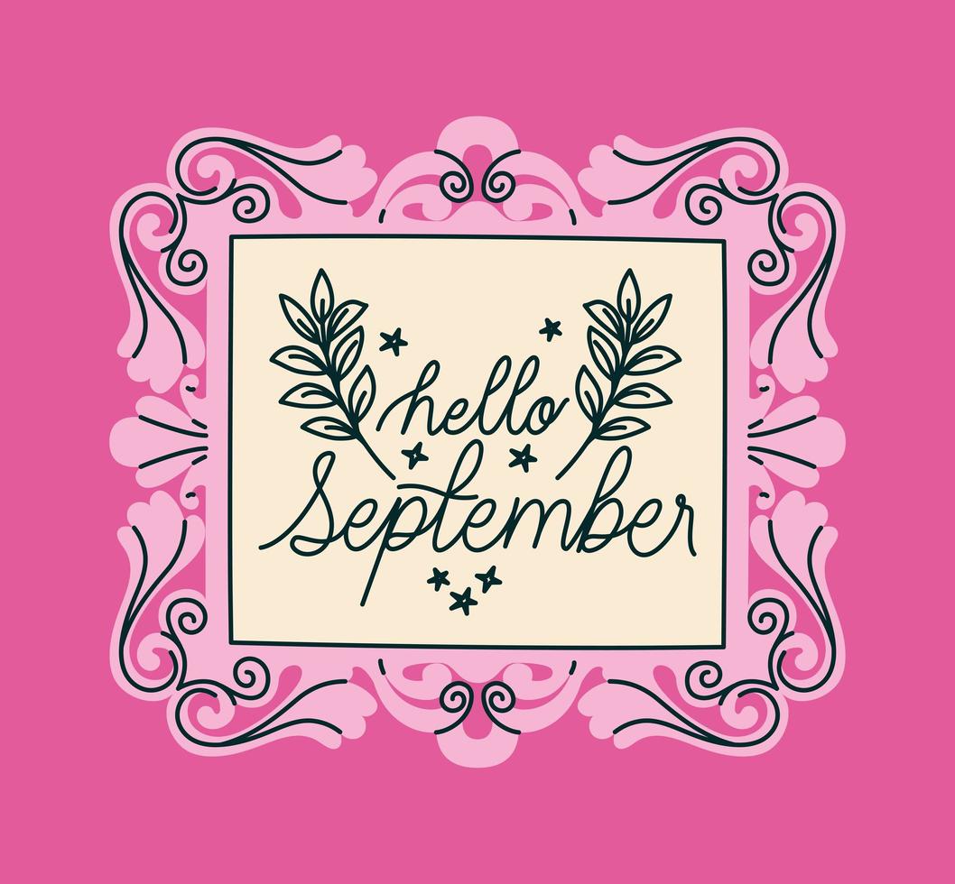 frame of hello september vector