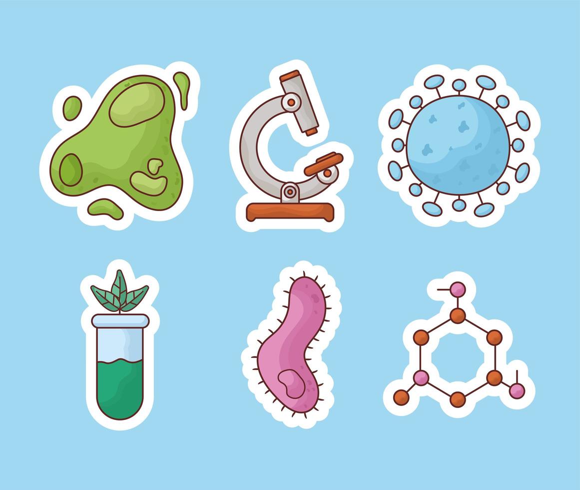 six biology items vector
