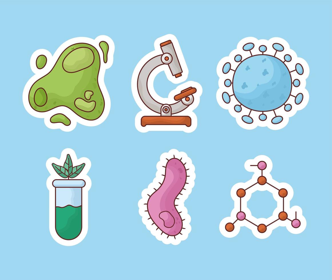 seis artículos de biología vector