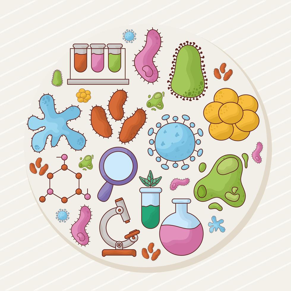 card of biology items vector