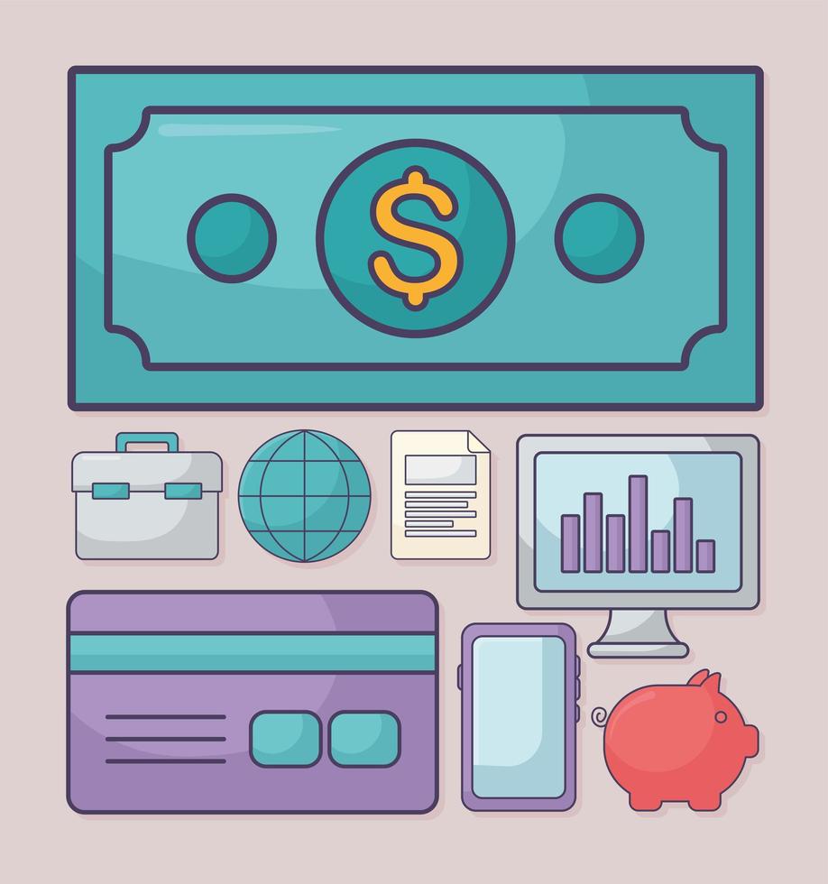 eight financial items vector