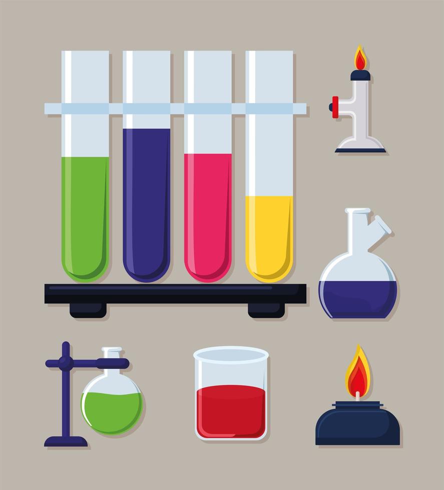 seis iconos de laboratorio de química vector