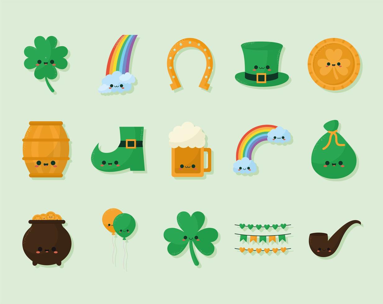 fifteen st patricks day items vector