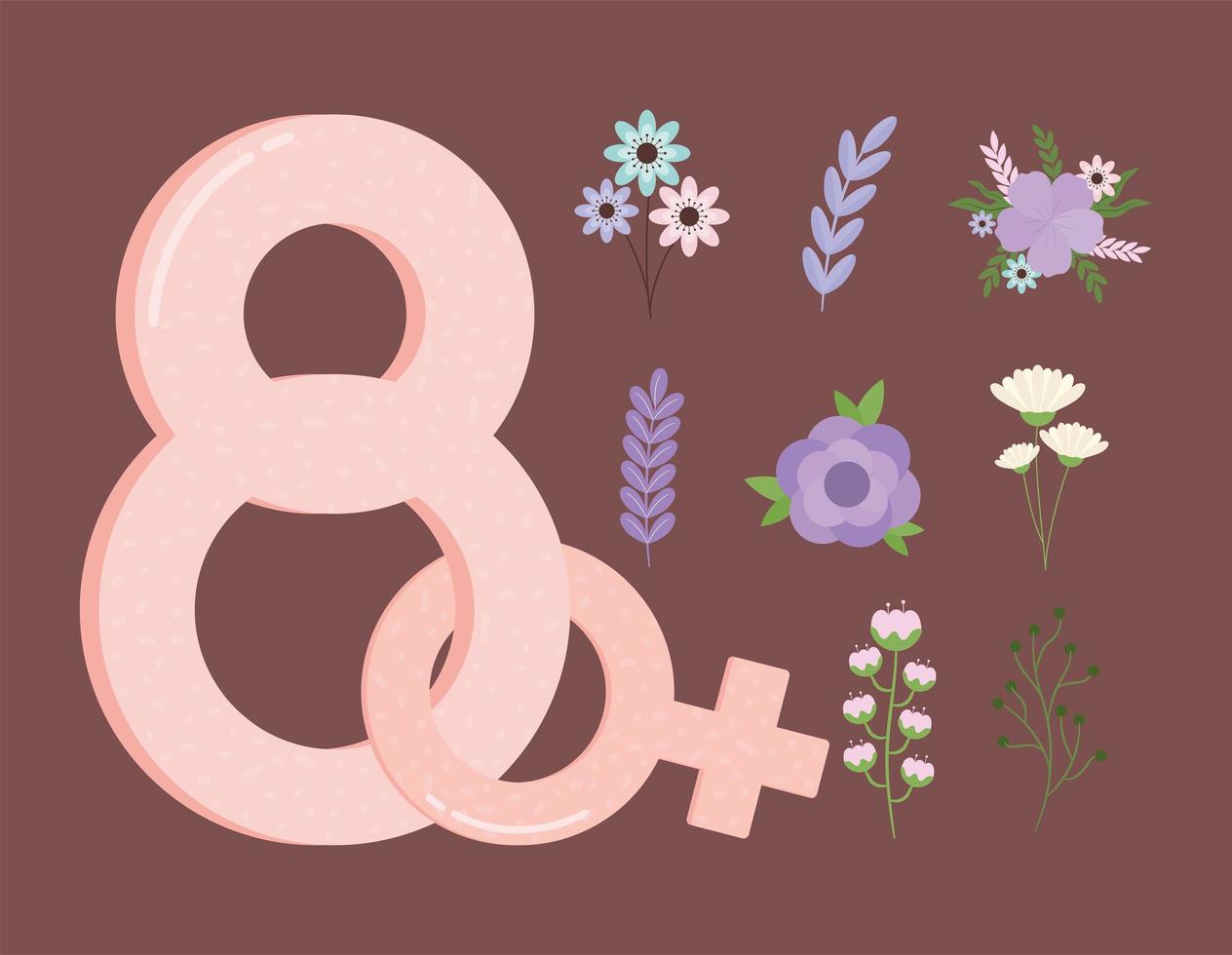 nine women day items vector