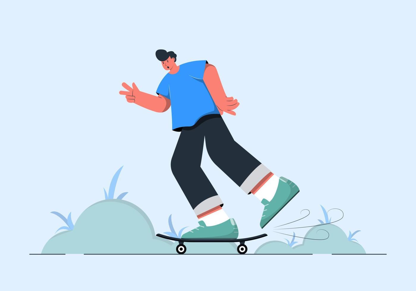 un hombre jugando a la ilustración del concepto de patineta vector