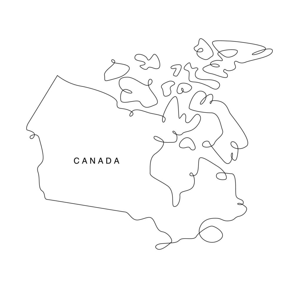 line art Canada map. Continuous line north America map. vector illustration. Single outline west world.