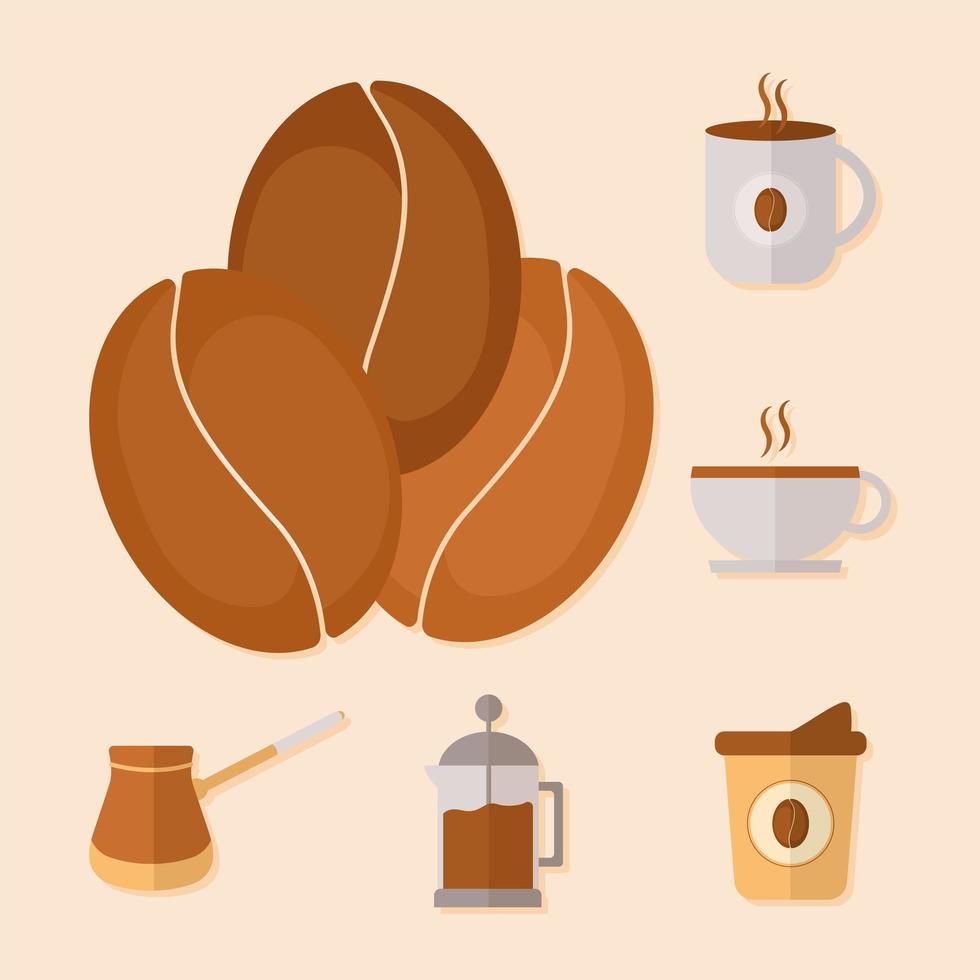 seis artículos de café vector