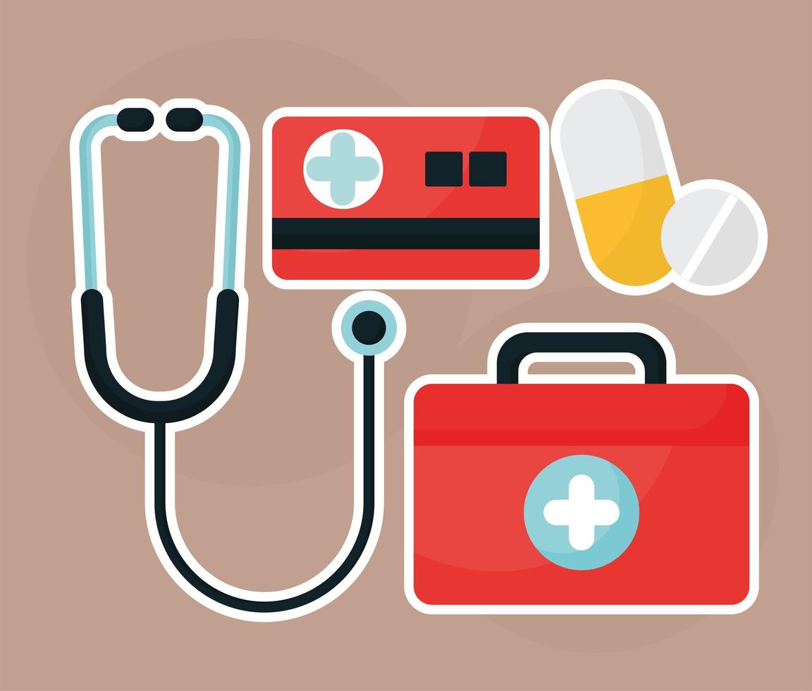 four health insurance items vector