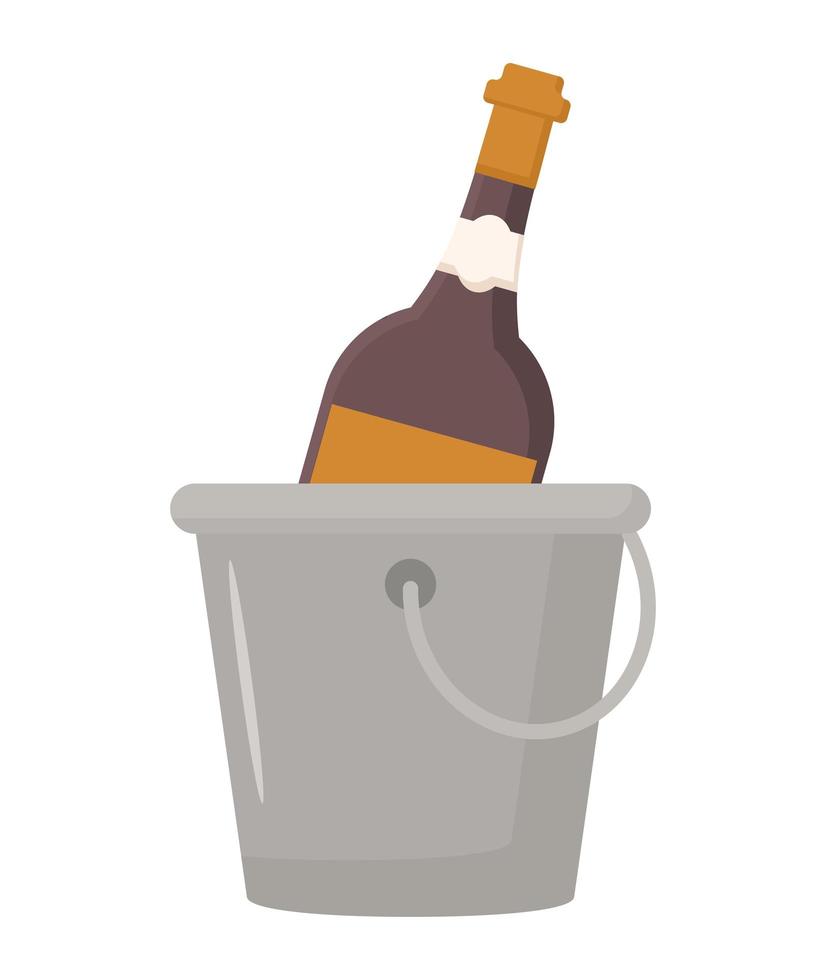 botella de vino en balde vector