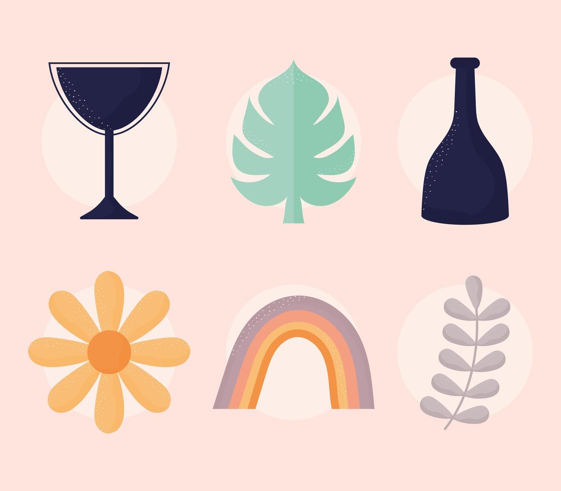 six cute items vector