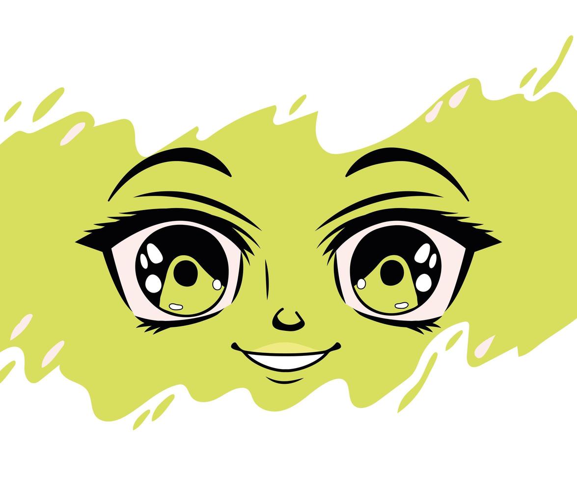 cara de anime verde vector