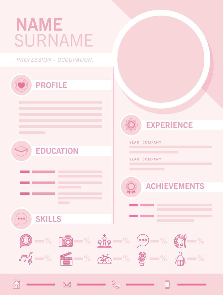 pink professional curriculum vector
