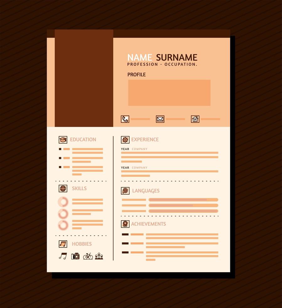 curriculum vitae naranja vector