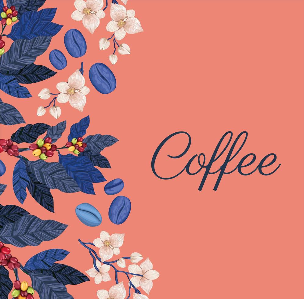 coffee plants card vector