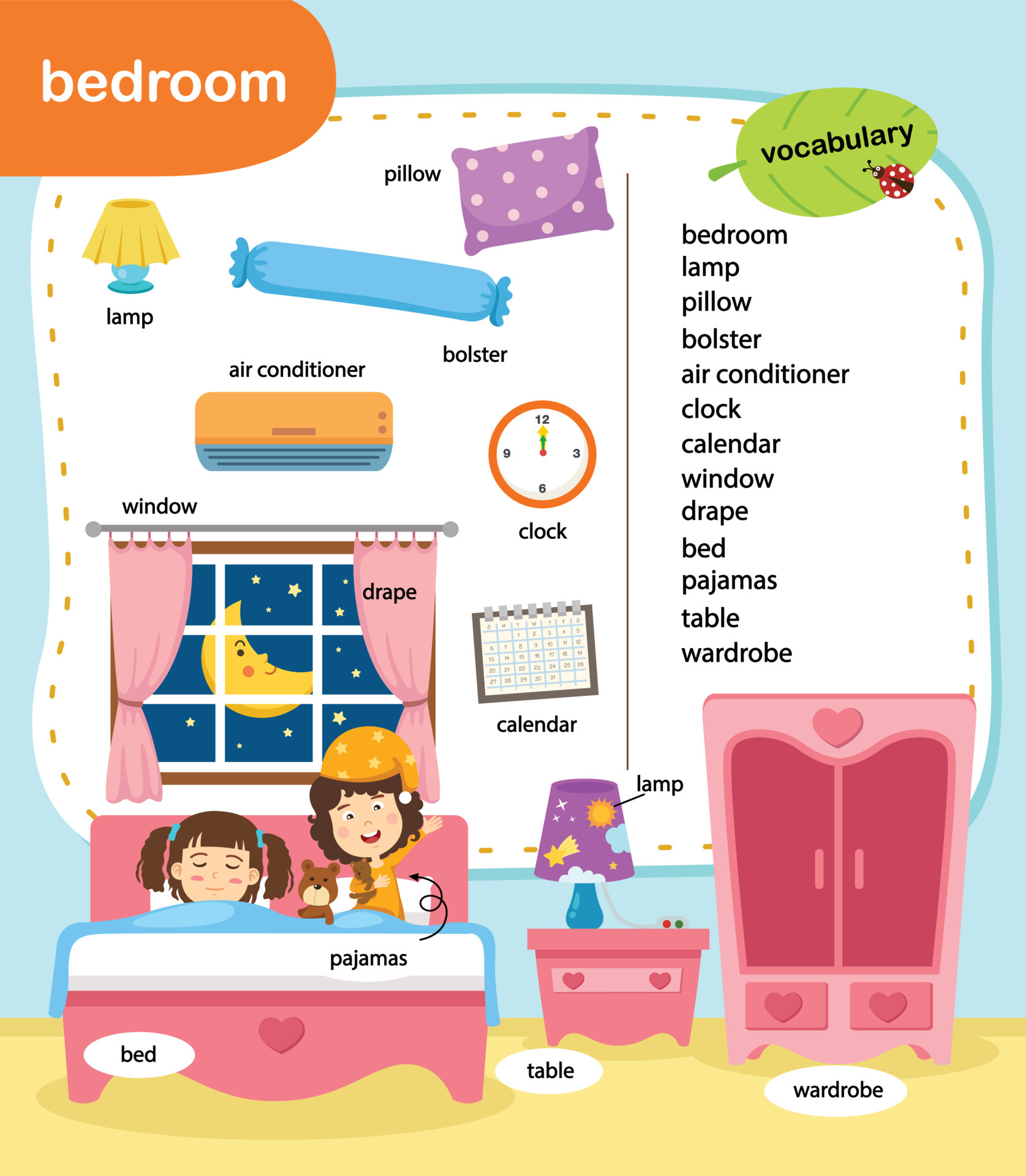 education vocabulary bedroom vector illustration 6618207 Vector Art at