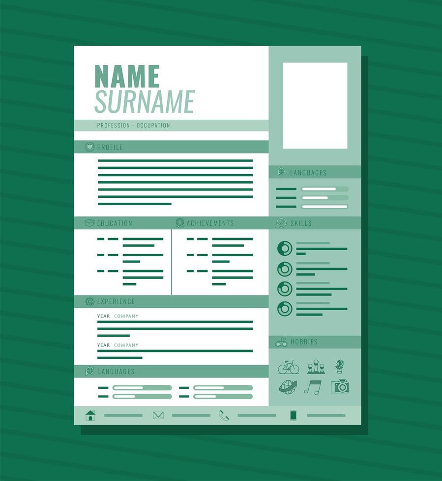 green curriculum vitae vector