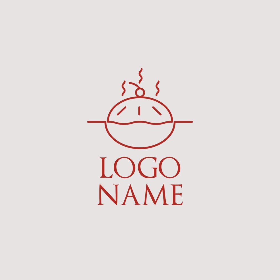 Hot pie logo template in line art modern style. Vector Illustration