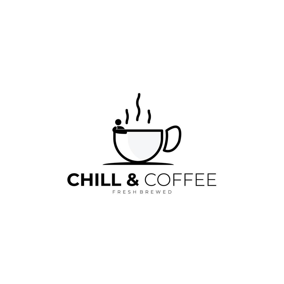 Chill and coffee logo design inspiration. Coffee shop line art logo template. Vector Illustration
