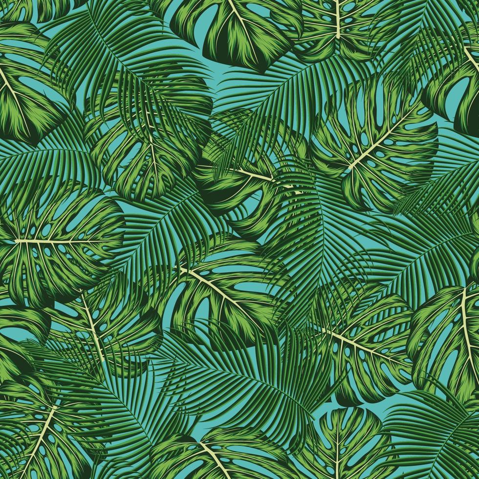 Tropical summer leaves seamless pattern. vector background