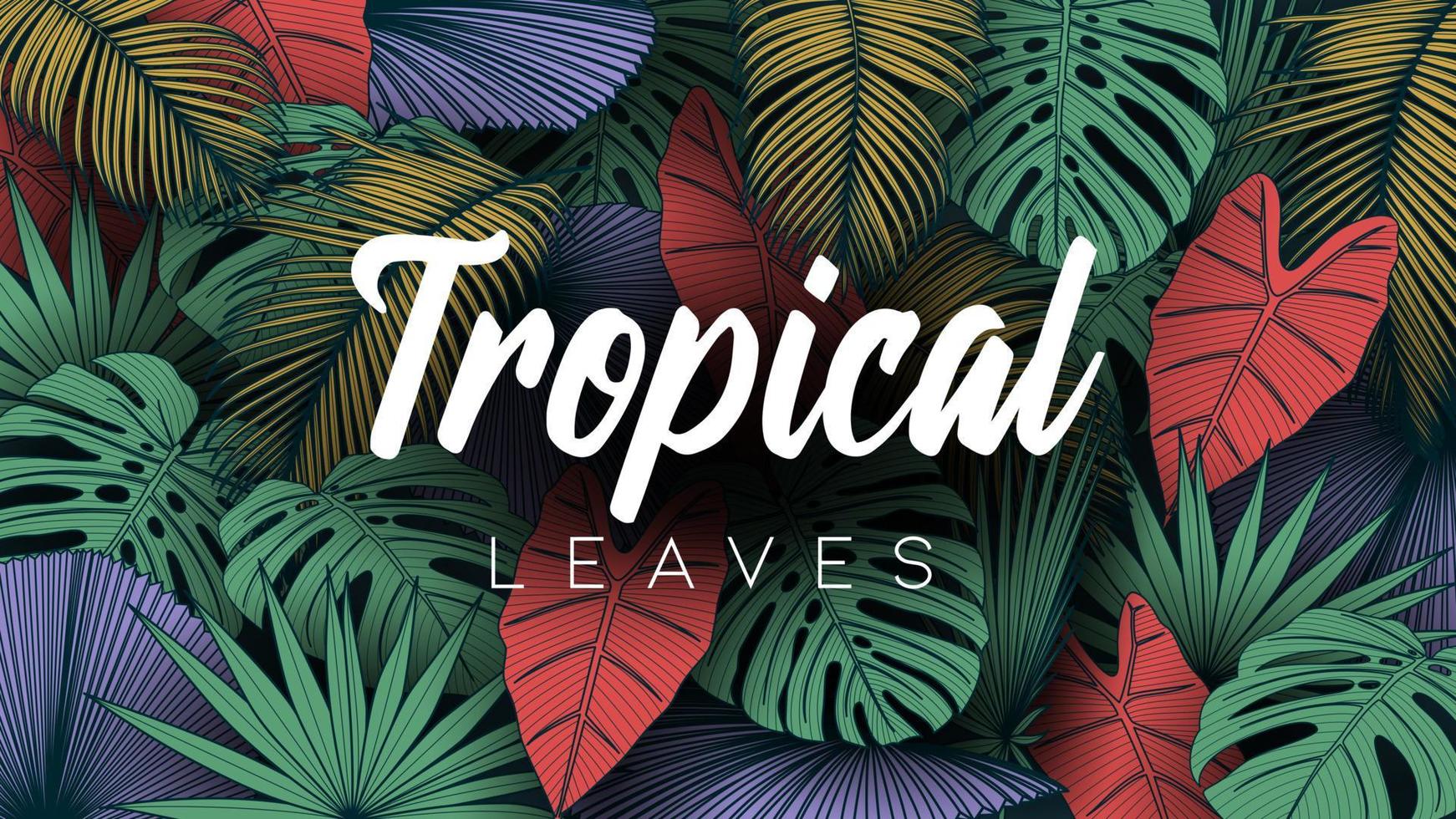 Tropical summer leaves background with jungle plants vector