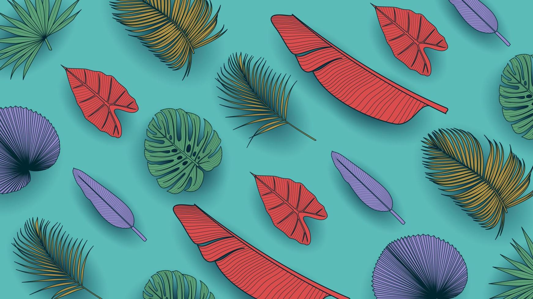 fondo de hojas de verano tropical con plantas de la selva vector