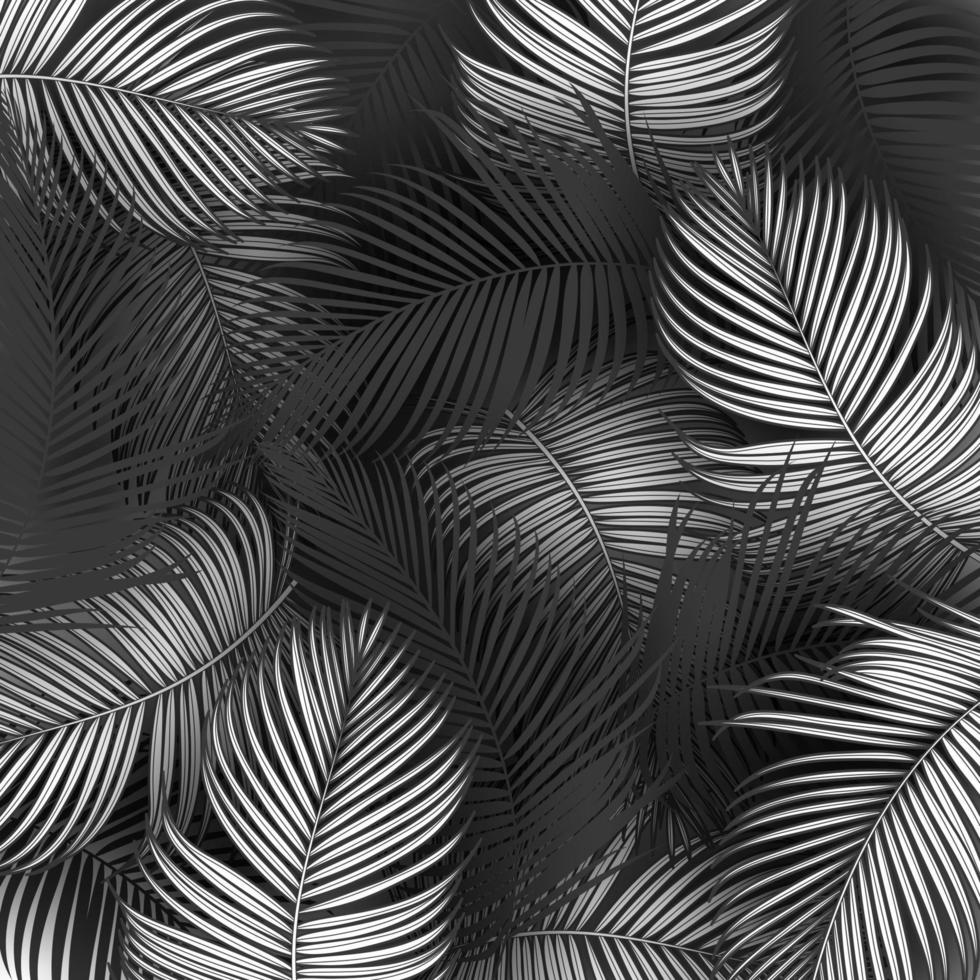 Tropical summer leaves background with jungle plants vector