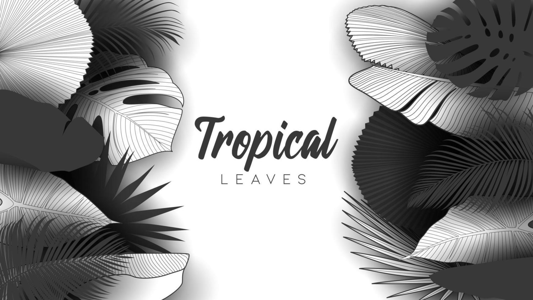 Tropical summer leaves background with jungle plants vector
