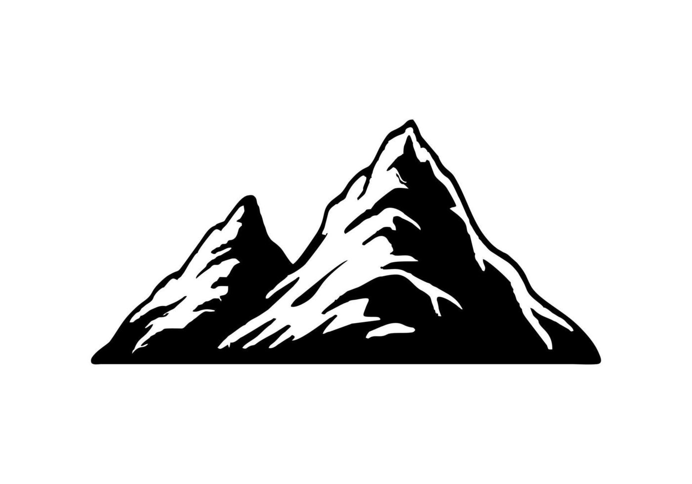 logotipo de la montaña. silueta de montaña. vector de icono de montaña. señal simple de montaña. vector del logotipo de la colina. ilustración de diseño de la cima de la montaña.