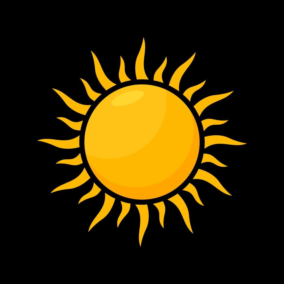 iconos de sol. icono de sol aislado sobre fondo negro. Ilustración de diseño de vector de icono de sol. diseño del logotipo del sol.