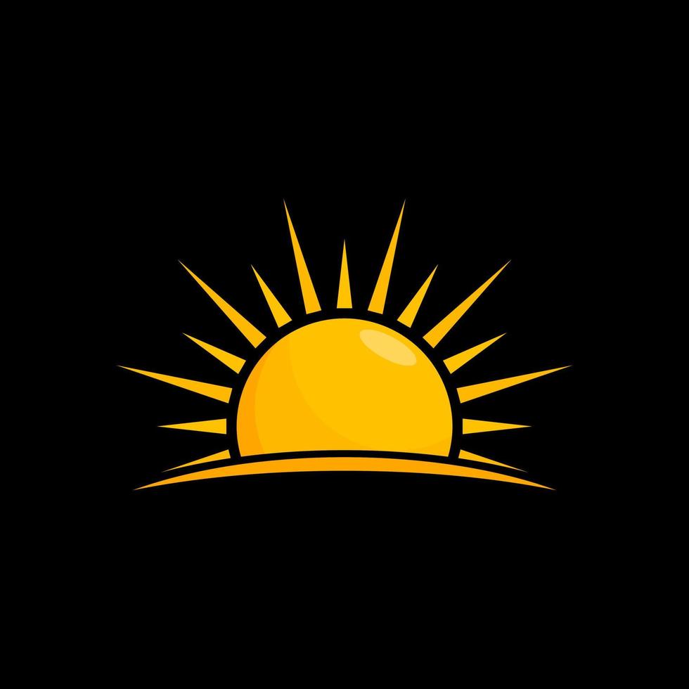 iconos de sol. icono de sol aislado sobre fondo negro. Ilustración de diseño de vector de icono de sol.