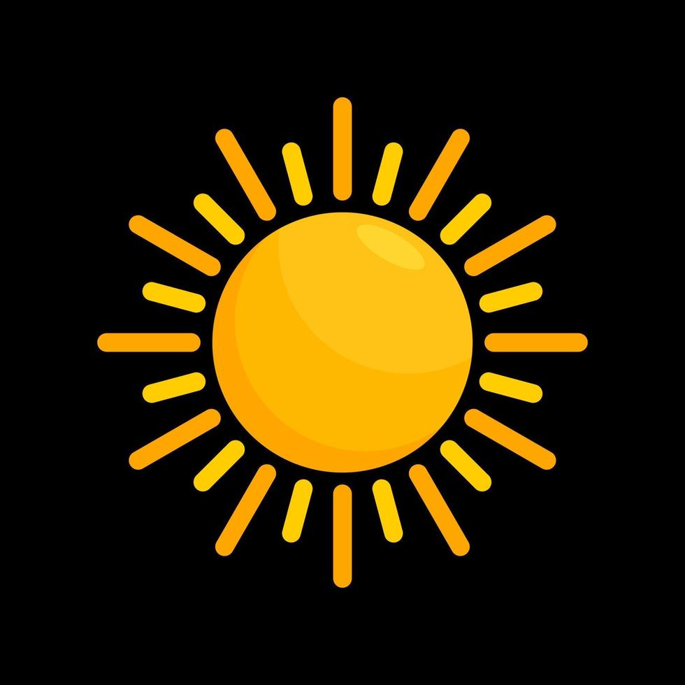 iconos de sol. icono de sol aislado sobre fondo negro. Ilustración de diseño de vector de icono de sol. diseño del logotipo del sol.