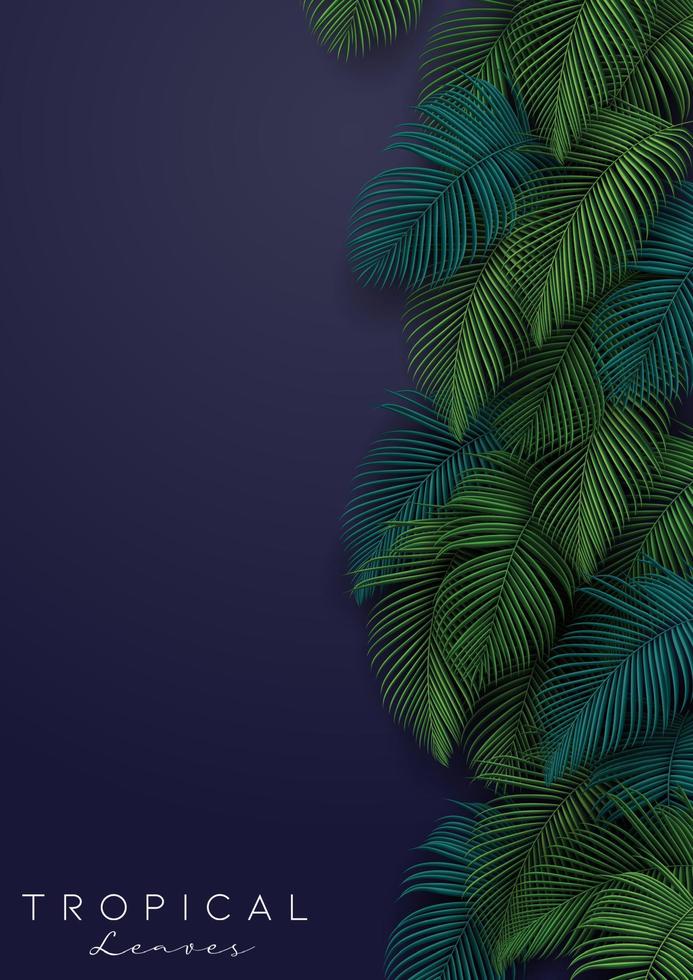 Tropical summer leaves background with jungle plants vector