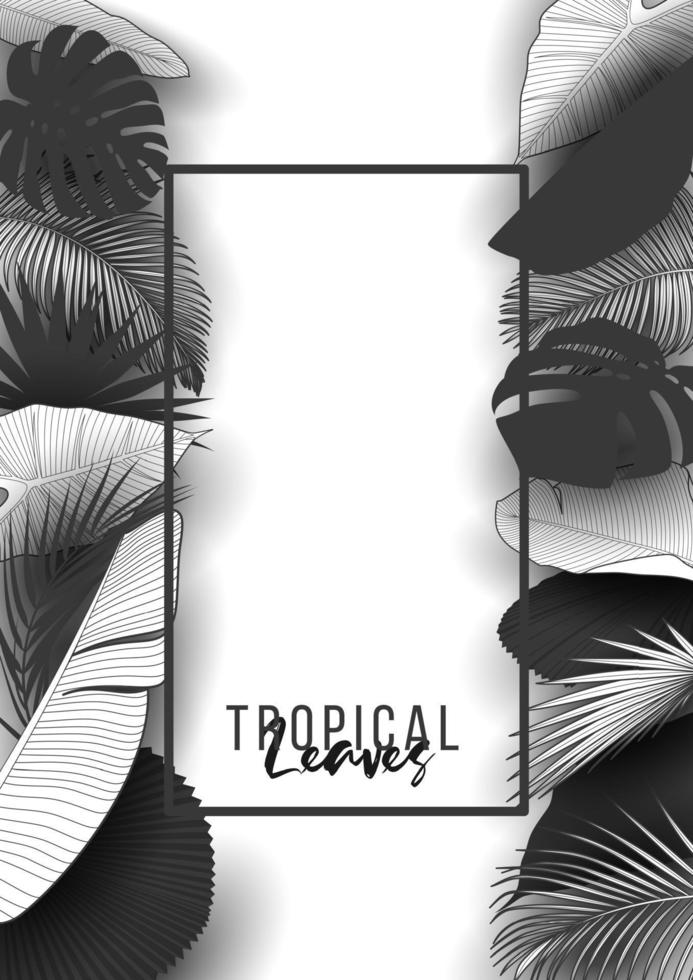 Tropical summer leaves background with jungle plants vector