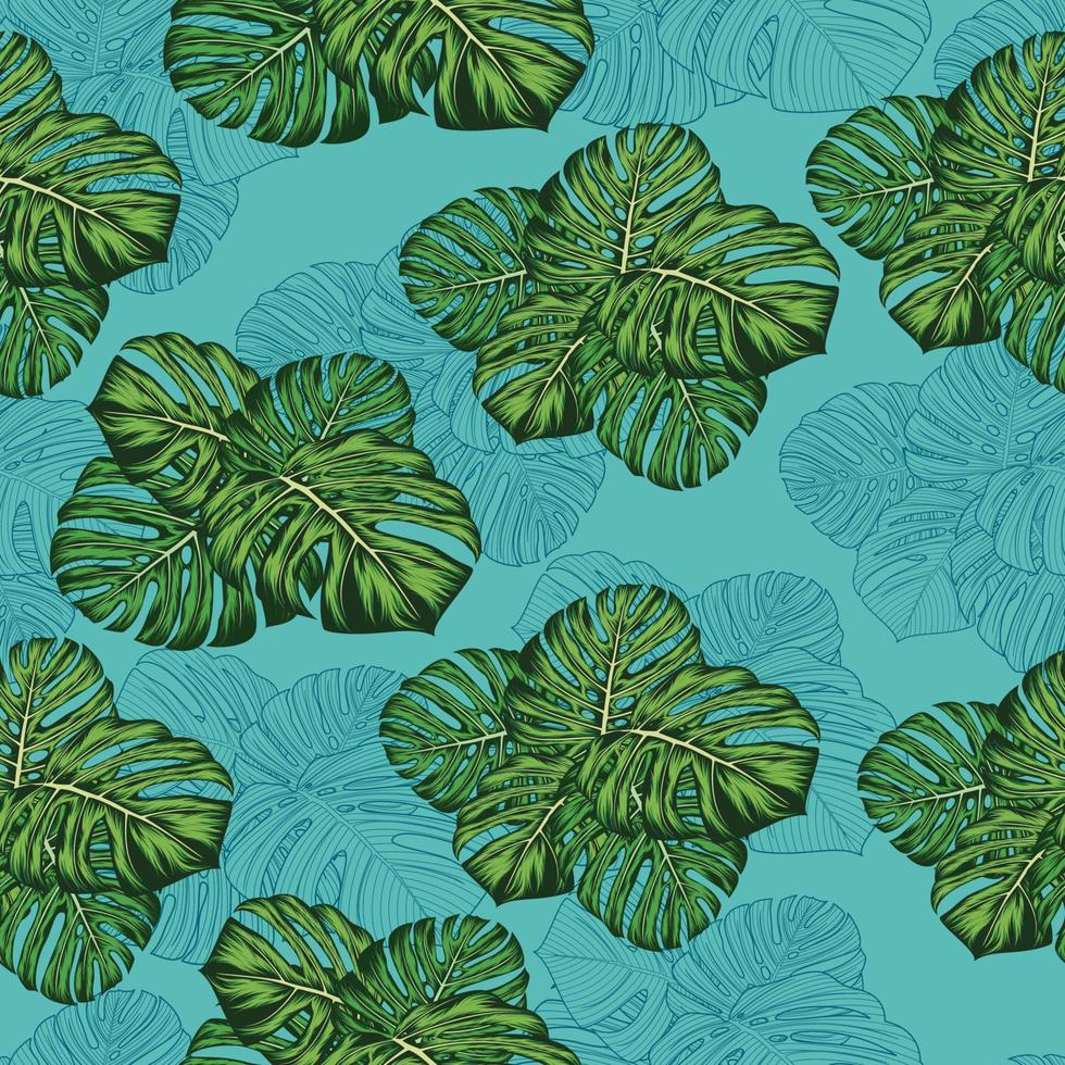 Tropical summer leaves seamless pattern. vector background