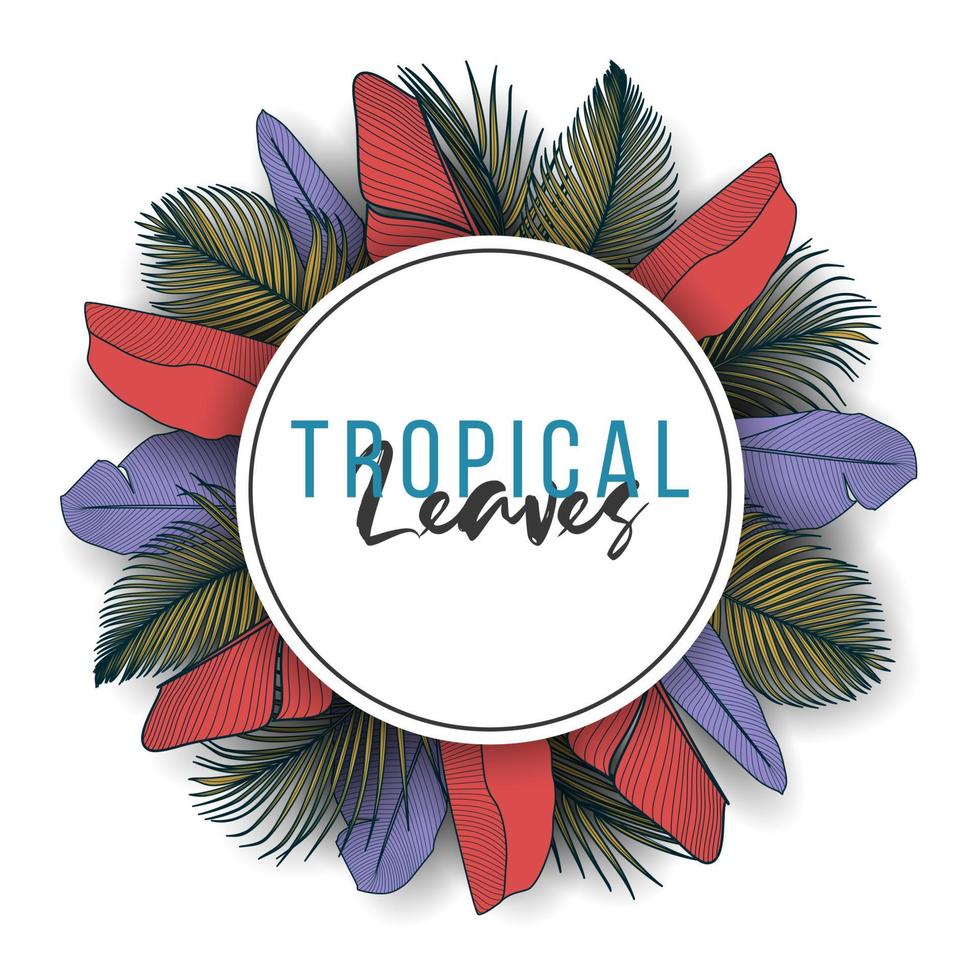 Tropical summer leaves background with jungle plants vector