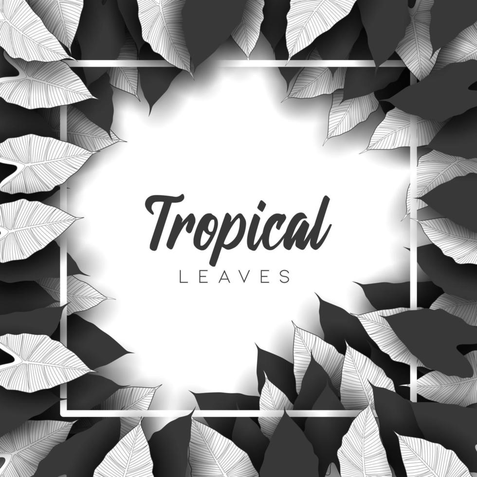 Tropical summer leaves background with jungle plants vector