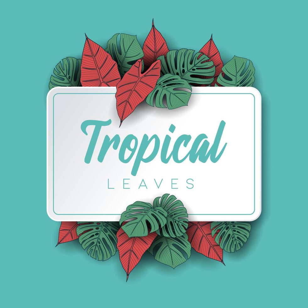 fondo de hojas de verano tropical con plantas de la selva vector