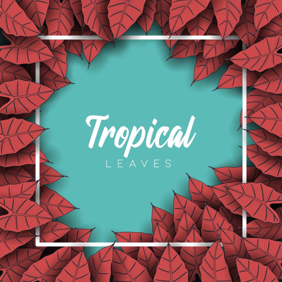 Tropical summer leaves background with jungle plants vector