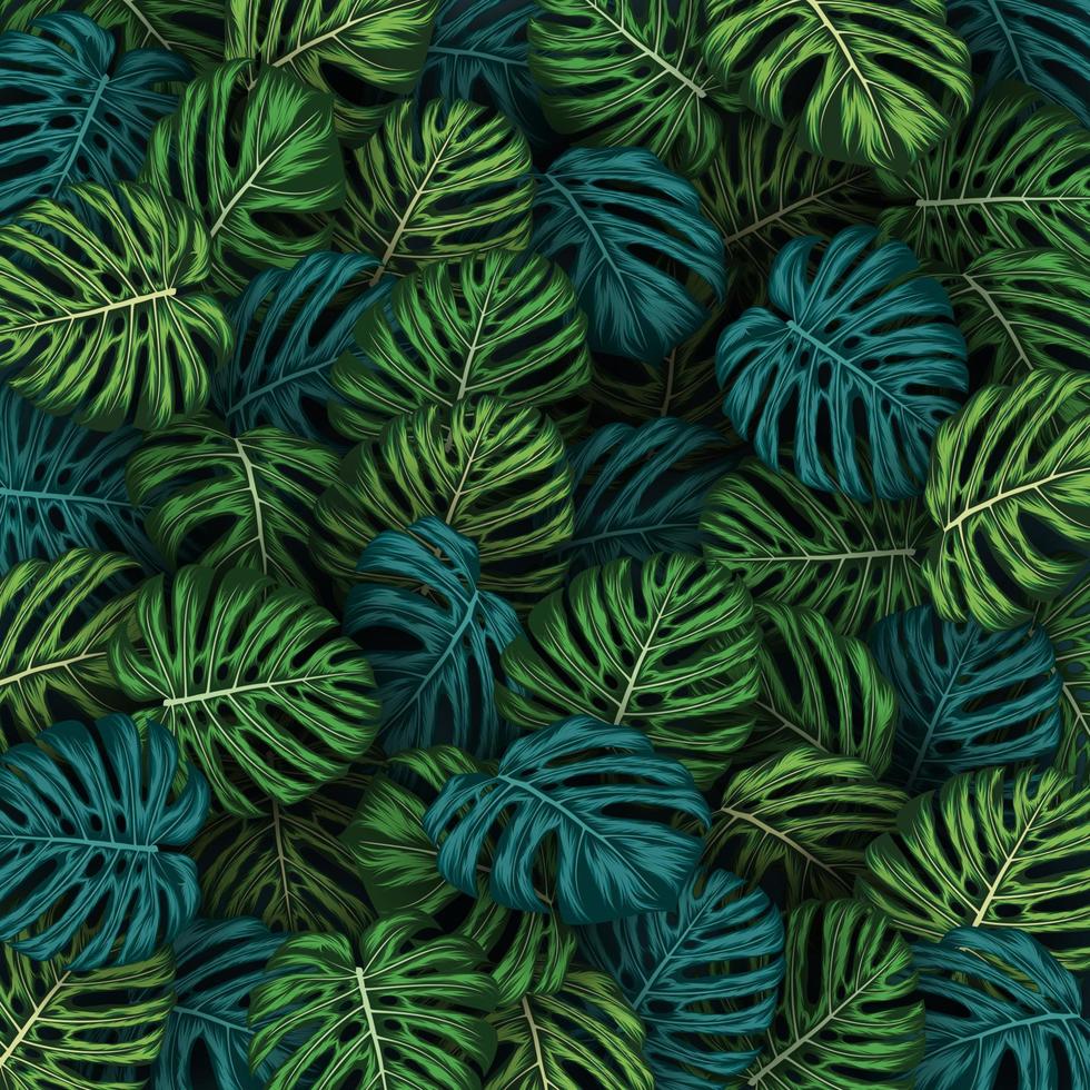 Tropical summer leaves background with jungle plants vector