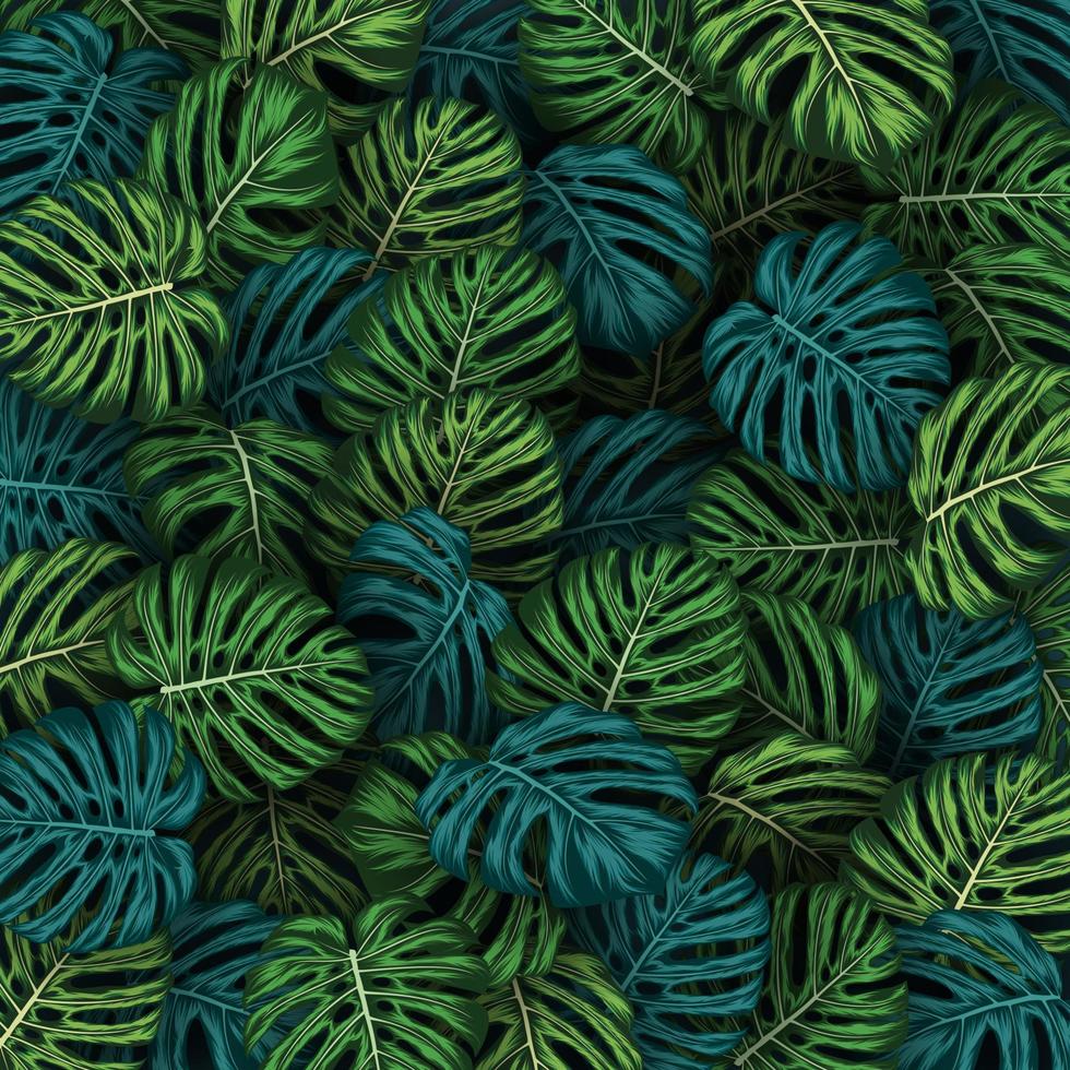 fondo de hojas de verano tropical con plantas de la selva vector