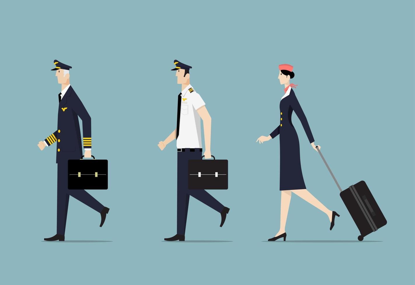 Airline Captain, First officer and Hostess. vector