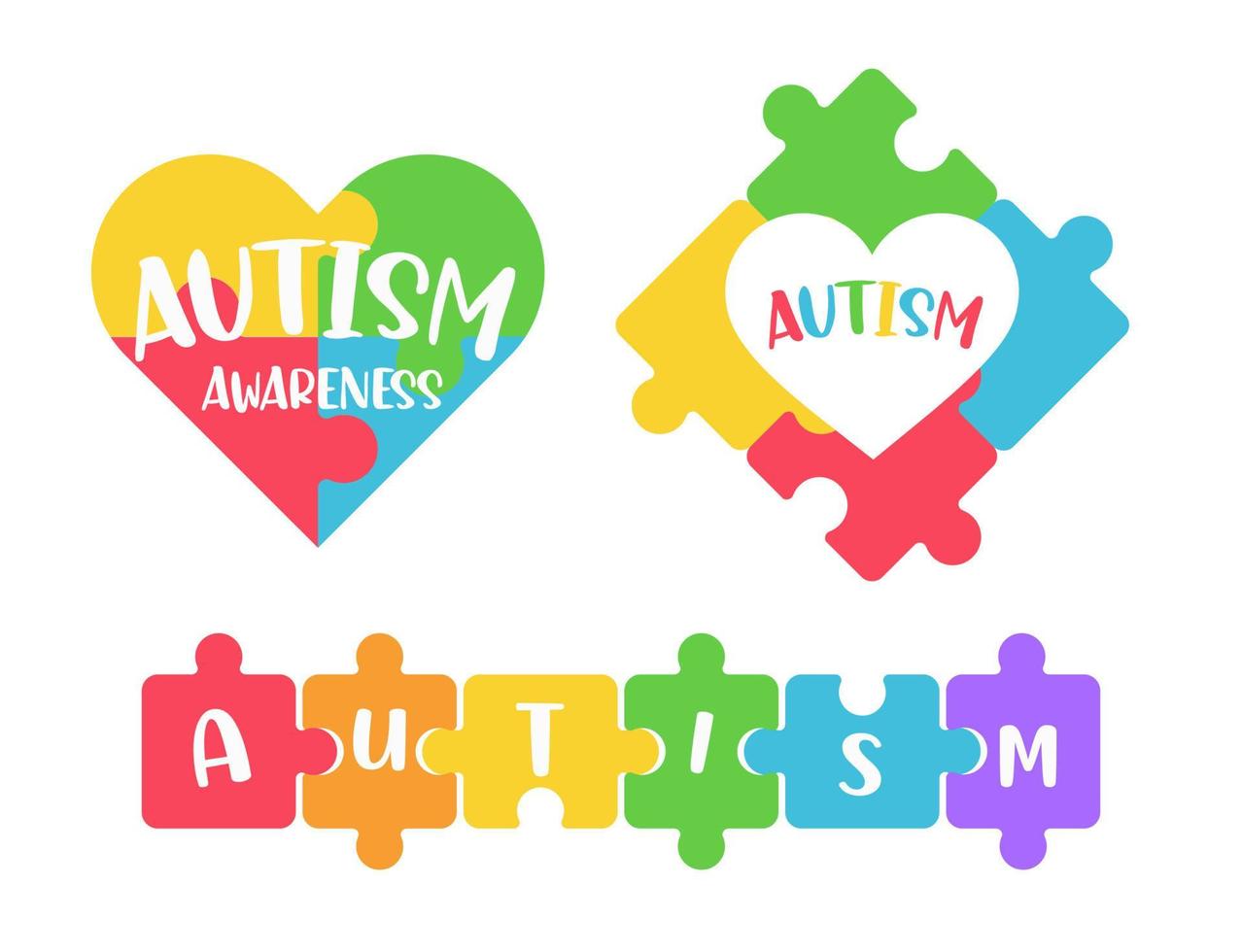 concepto de rompecabezas de color del corazón del cuidado de niños con enfermedades mentales con autismo vector