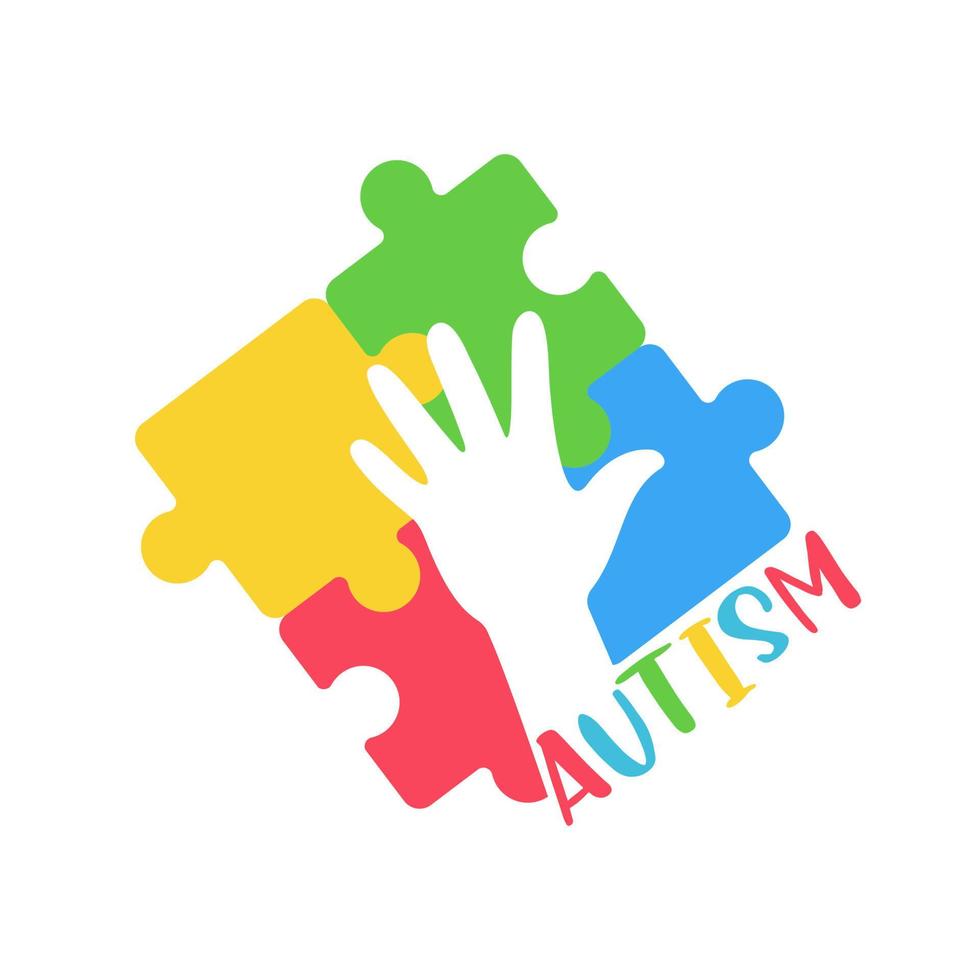 heart color jigsaw Concept of caring for mentally ill children with autism vector