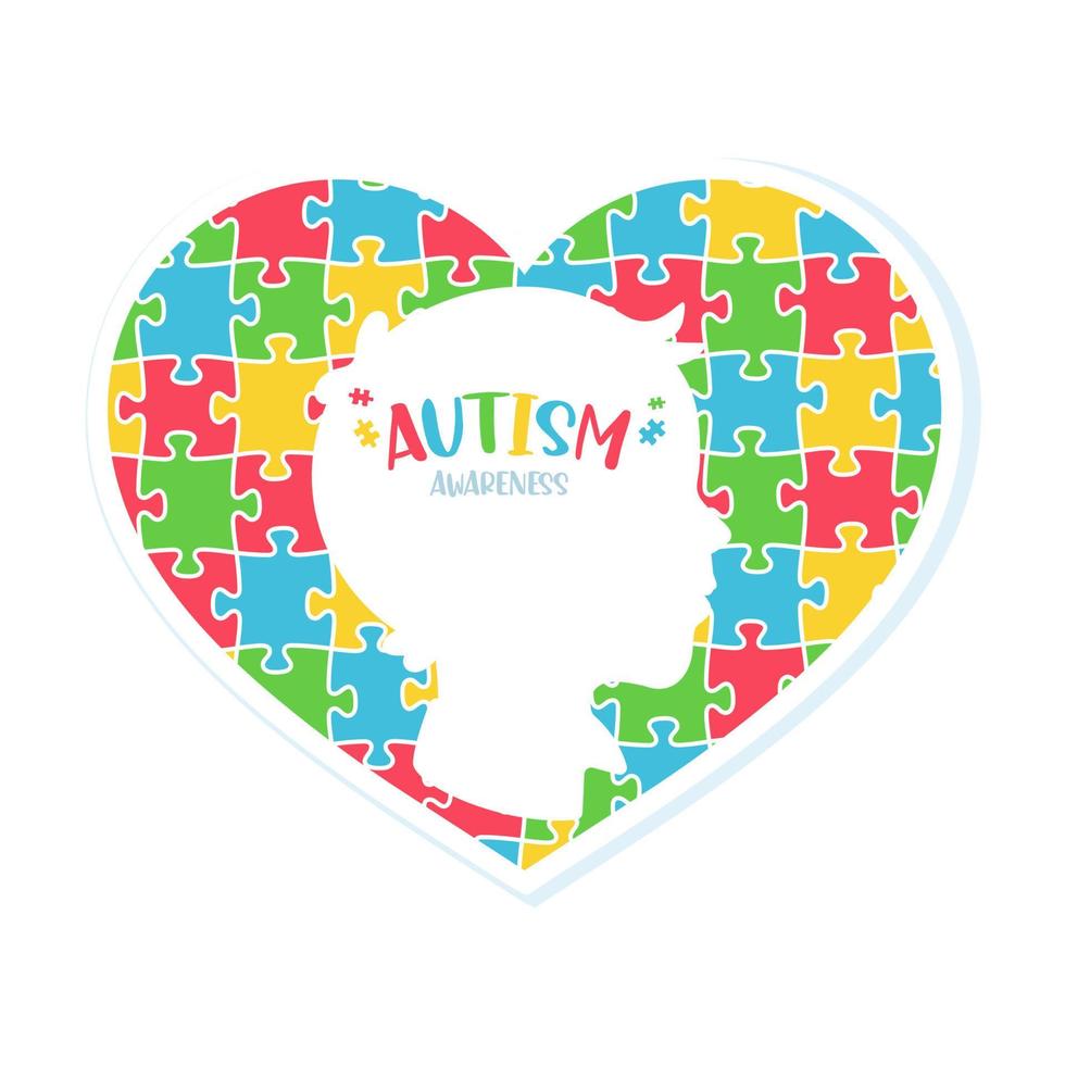 heart color jigsaw Concept of caring for mentally ill children with autism vector