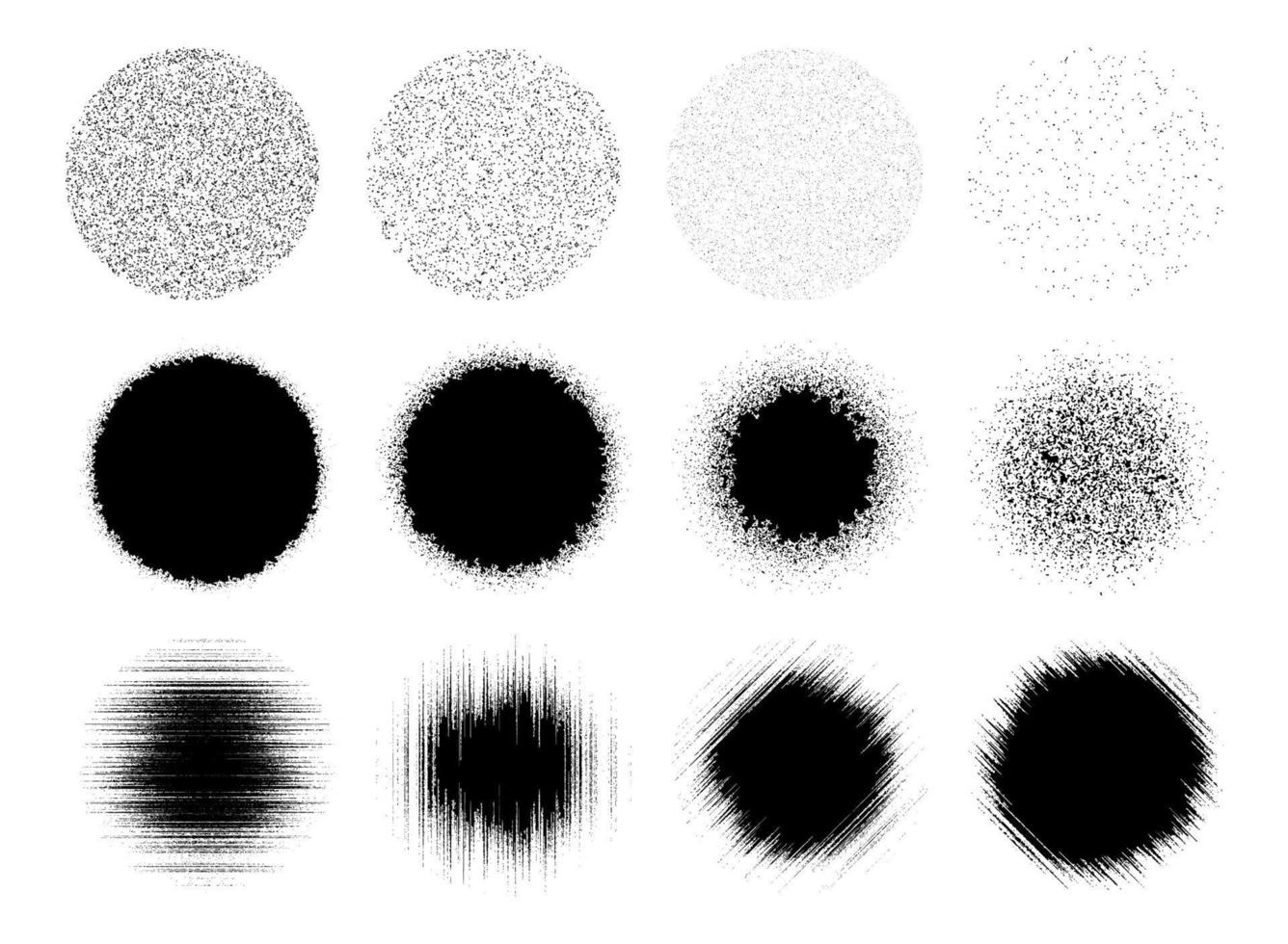 Black grain point effect. Circle Black Grunge Noise Vector isolated on