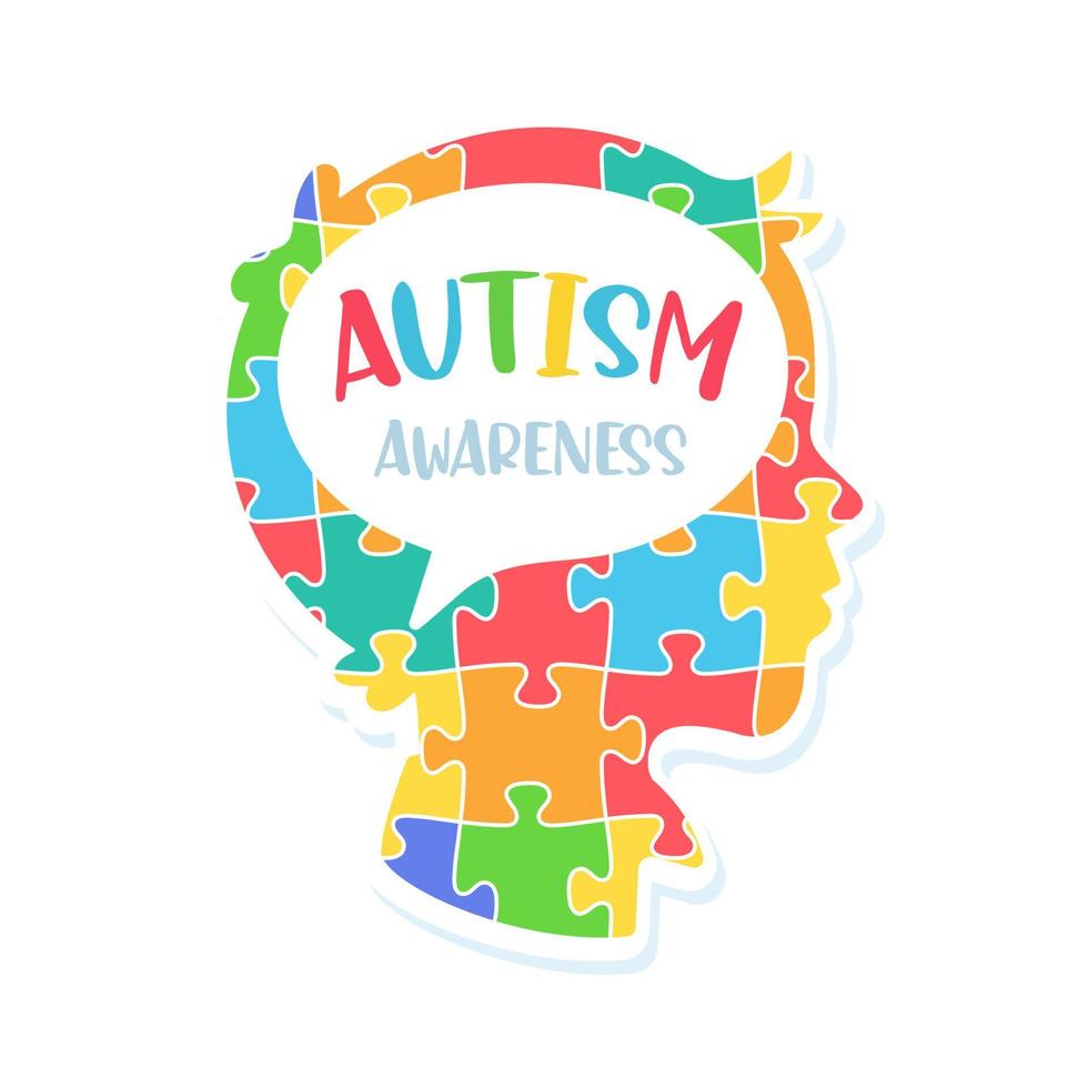 heart color jigsaw Concept of caring for mentally ill children with autism vector