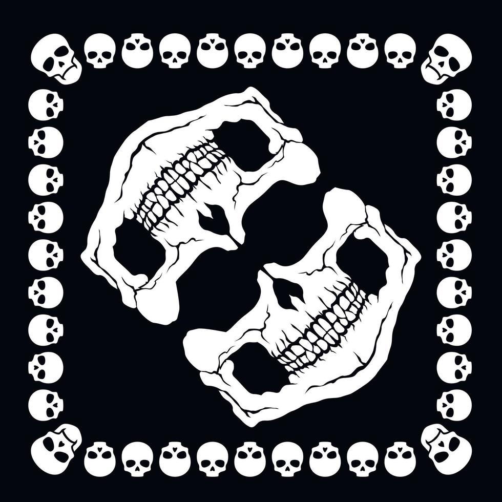 bandana con máscara de cara con calavera, camisetas de diseño vintage vector