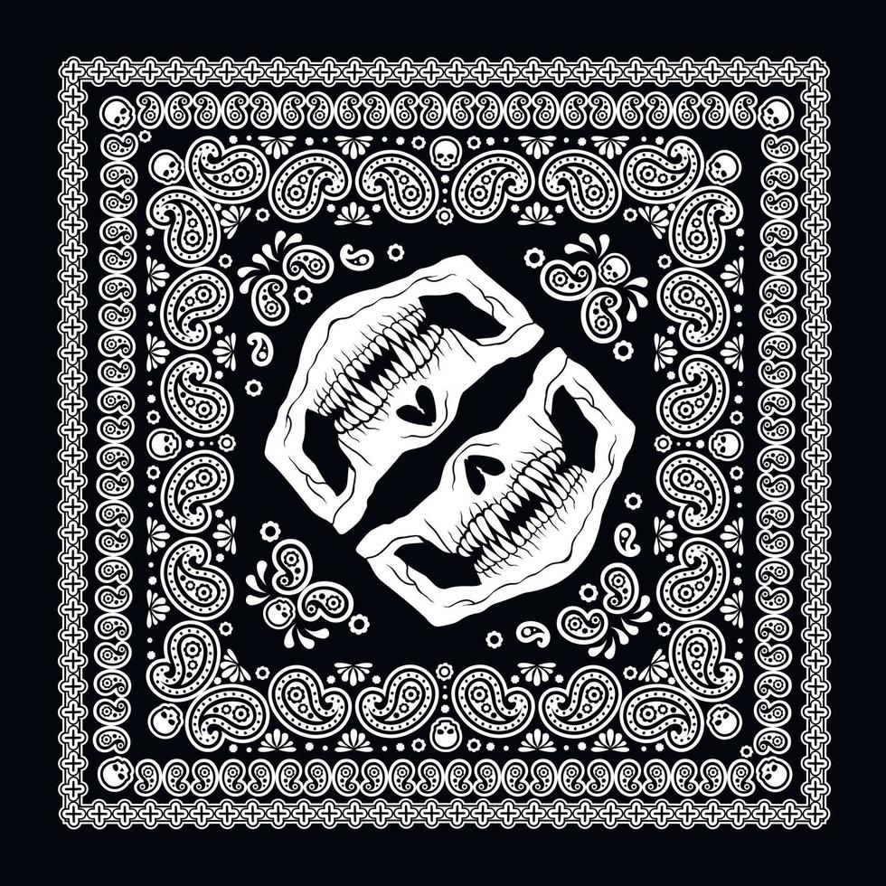 bandana with mask of face with skull, vintage design t shirts vector