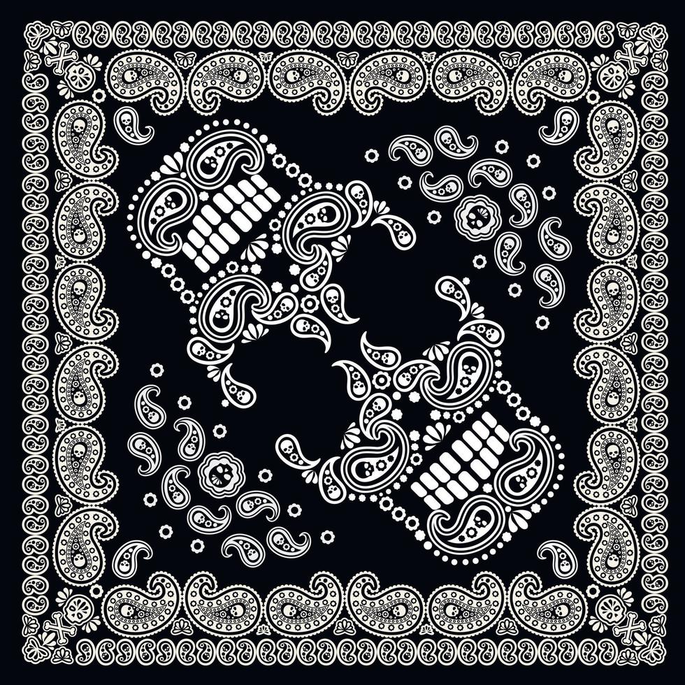 bandana with mask of face with skull, vintage design t shirts vector